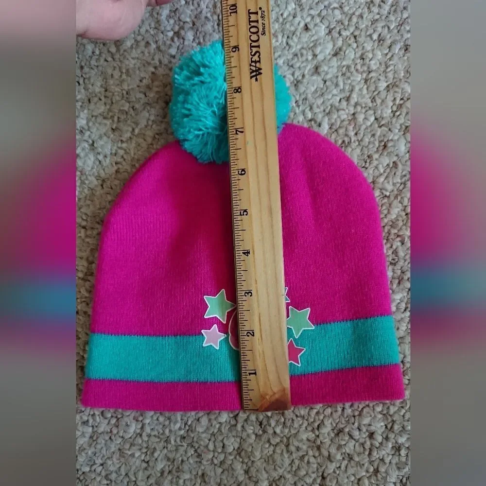 Dreamworks Trolls Pink and Teal Beanie with a pom-pom